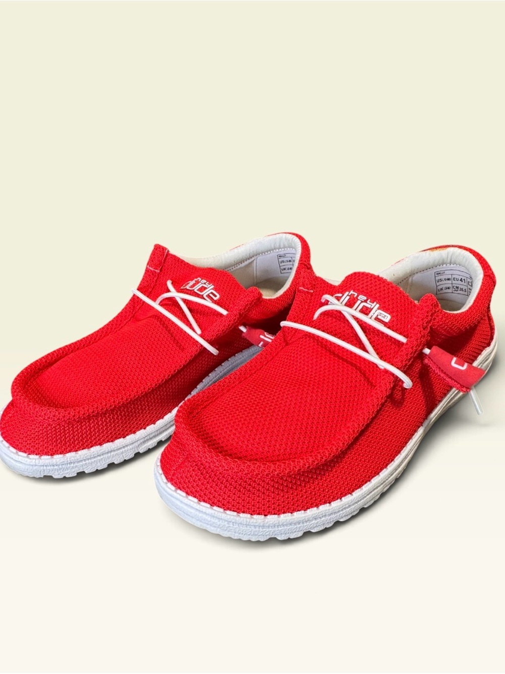 Hey Dude Red Casual Slip-On Loafers with White Soles Size 8